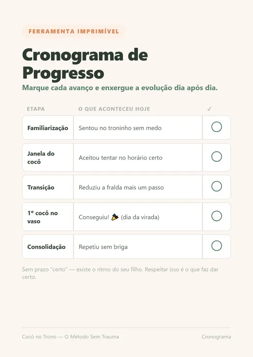 Cronograma de progresso imprimível